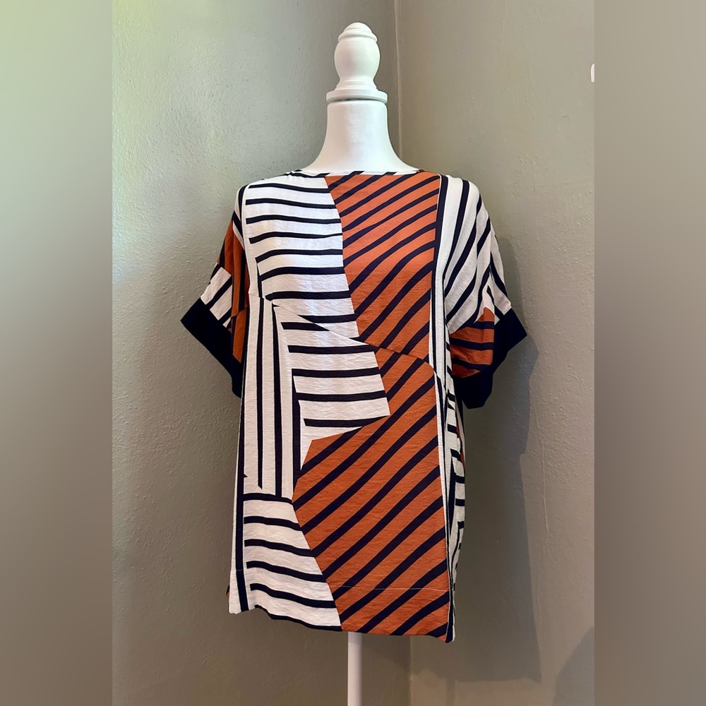 Elk Black, White and Gold Striped Top